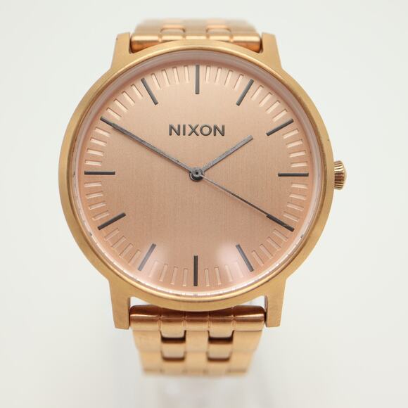 Nixon The Porter Rose Gold Tone 40mm Dress Watch 6" Bracelet with New Battery - Picture 6 of 12